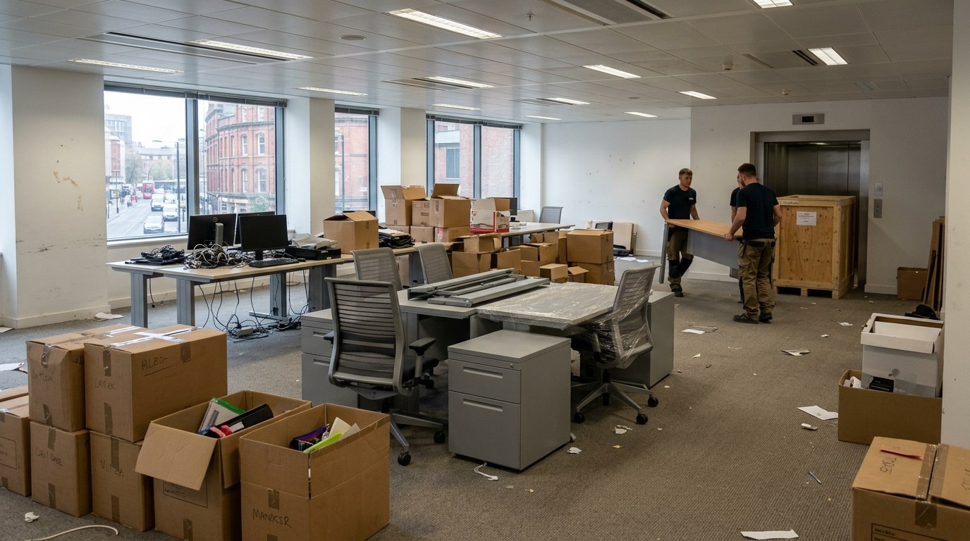 Office or commercial space being cleared out for a commercial cleanout project